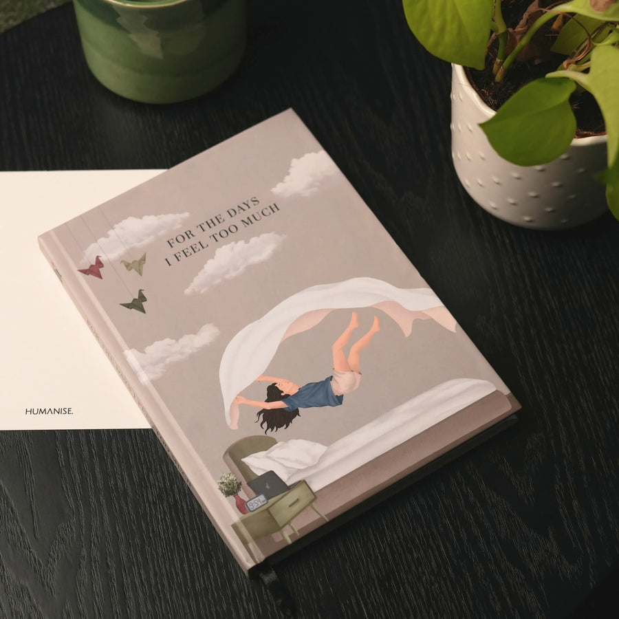 For the Days You Feel Too Much emotional-release journal cover illustration